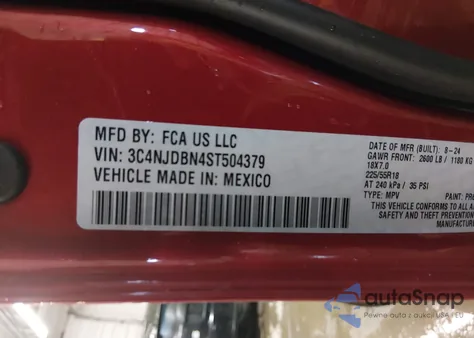 2025 Jeep Compass Latitude 4X4 из США, поврежденный, VIN 3C4NJDBN4ST504379